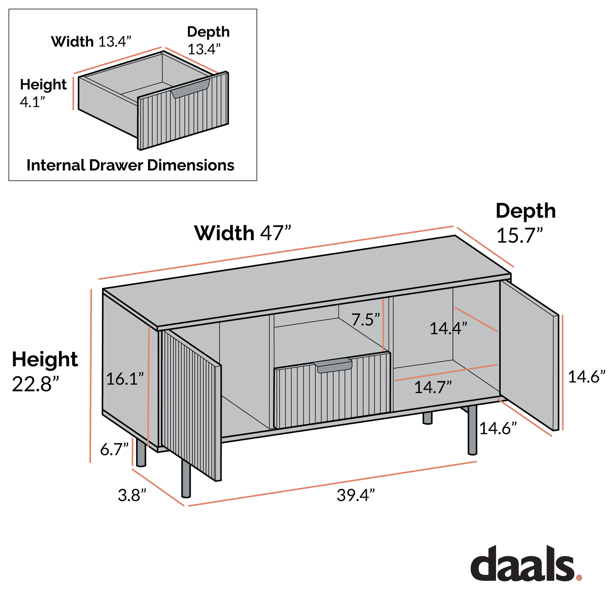 Richmond Ridged TV Media Unit, Matte Black