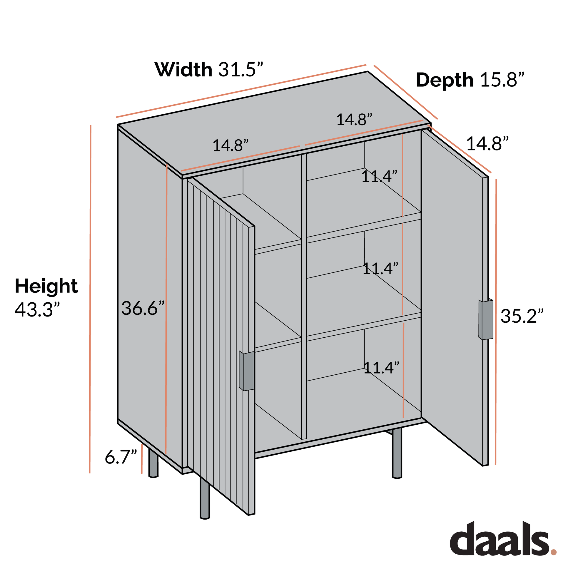 Richmond Ridged Highboard Storage Cabinet, Matte Taupe