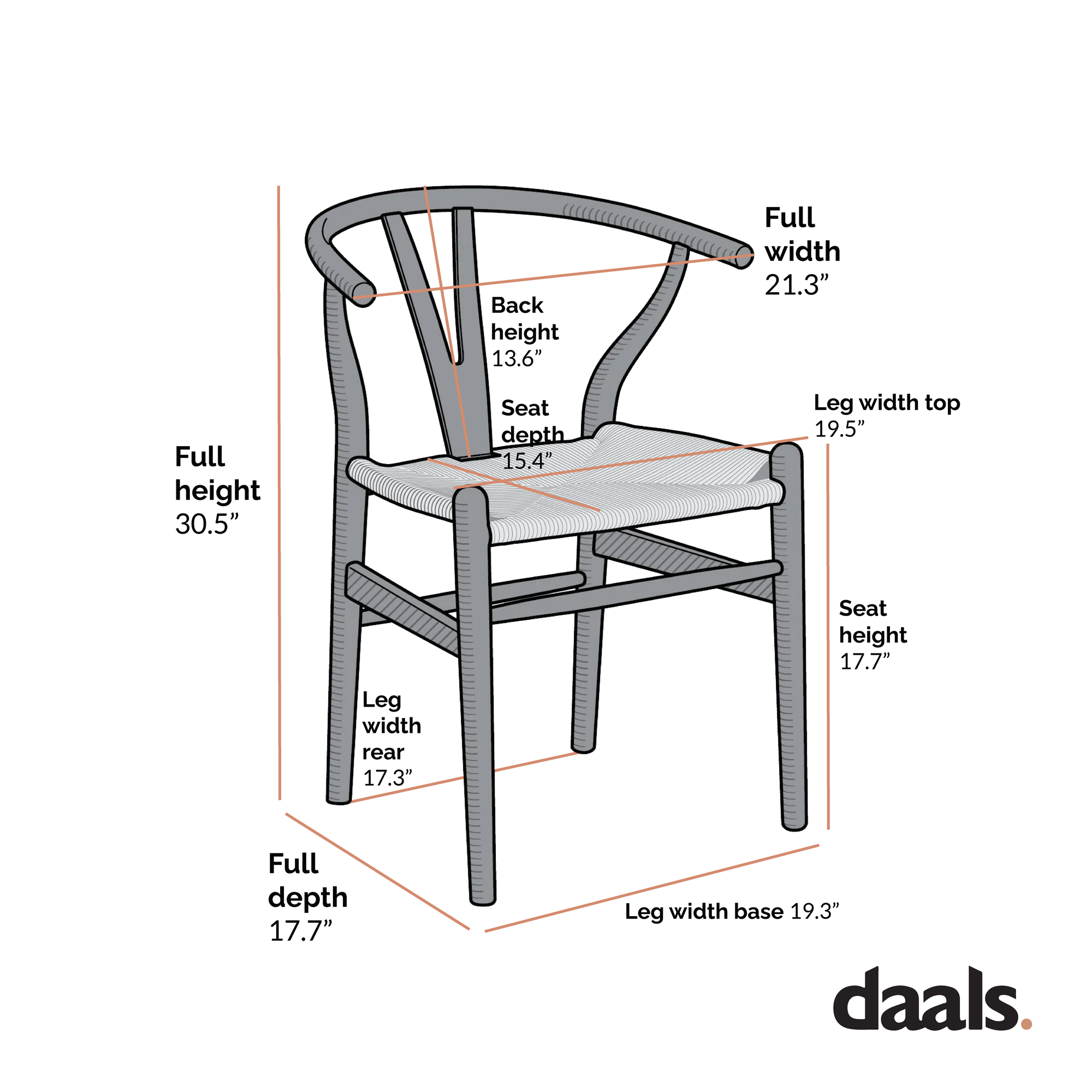 Hansel Wooden Natural Weave Wishbone Dining Chair, Natural Frame