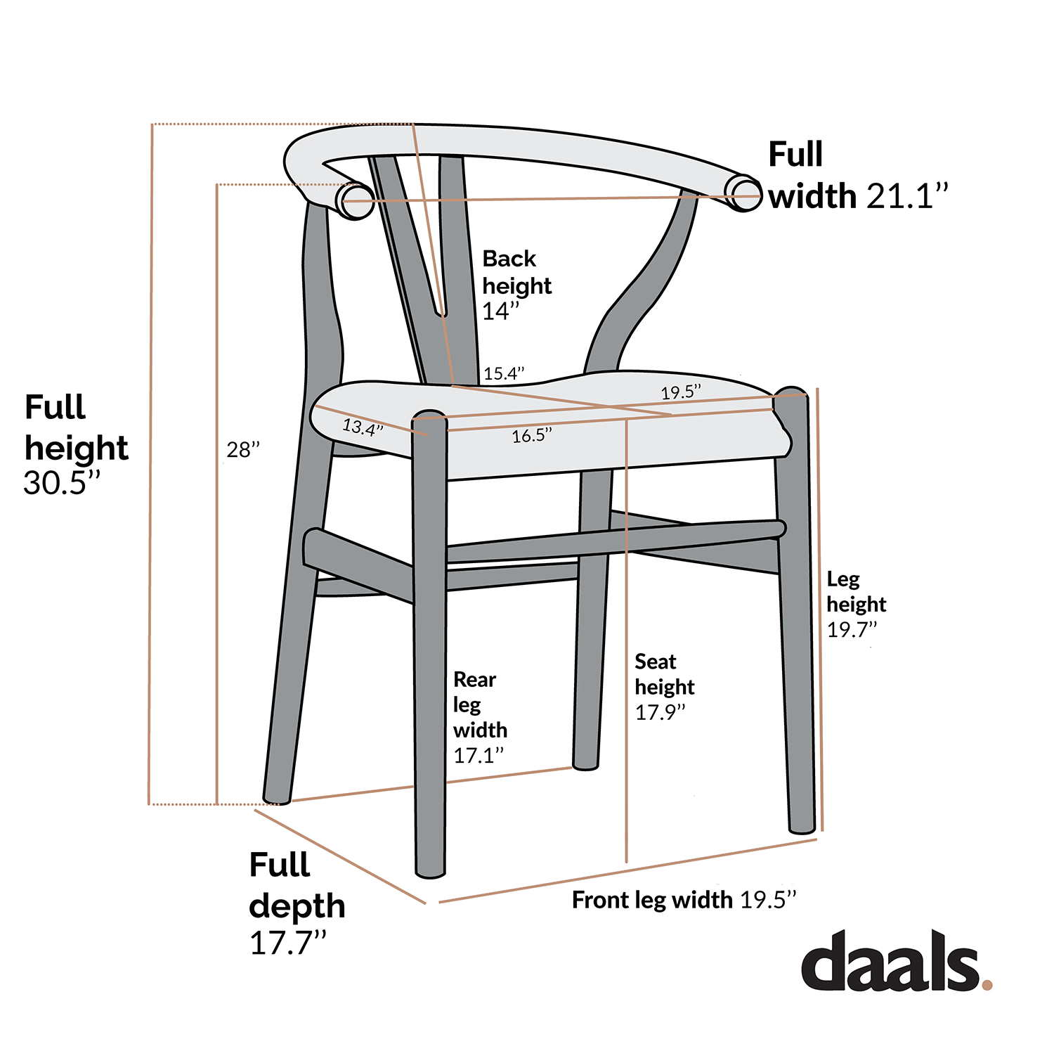 Hansel Dining Chair, Weathered Elm Frame with Light Grey Faux Leather Seat