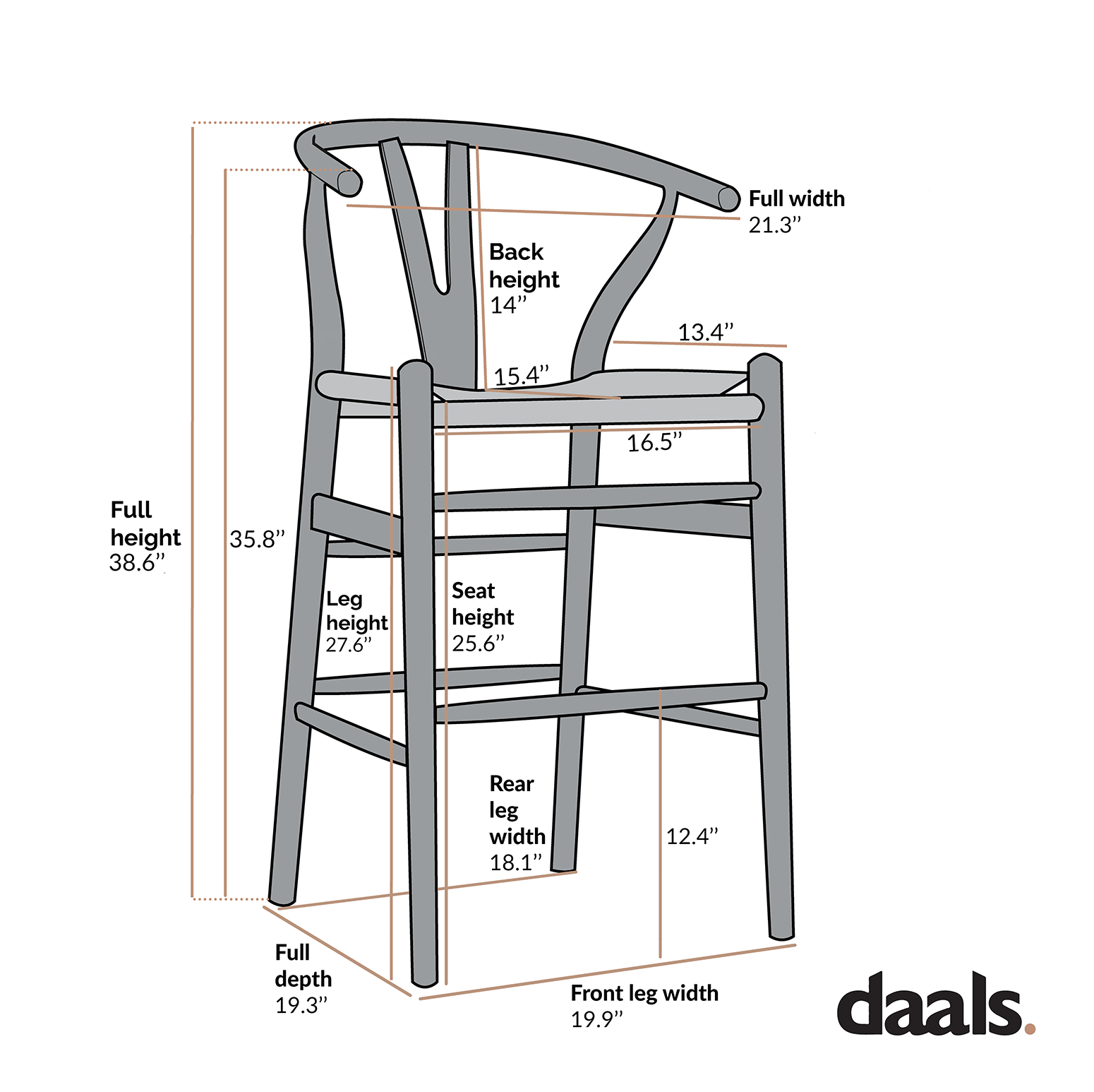 Hansel Wooden Natural Weave Counter Stool, Light Taupe Color Frame