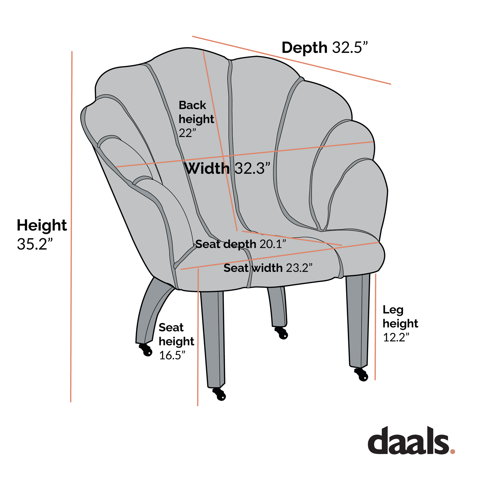 Barnard Scalloped Clam Chair, Mustard Chenille