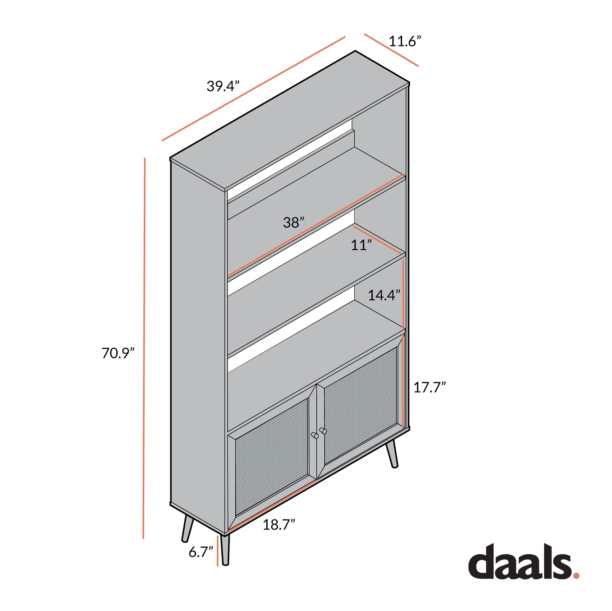 Frances Woven Rattan Bookcase with Doors, White