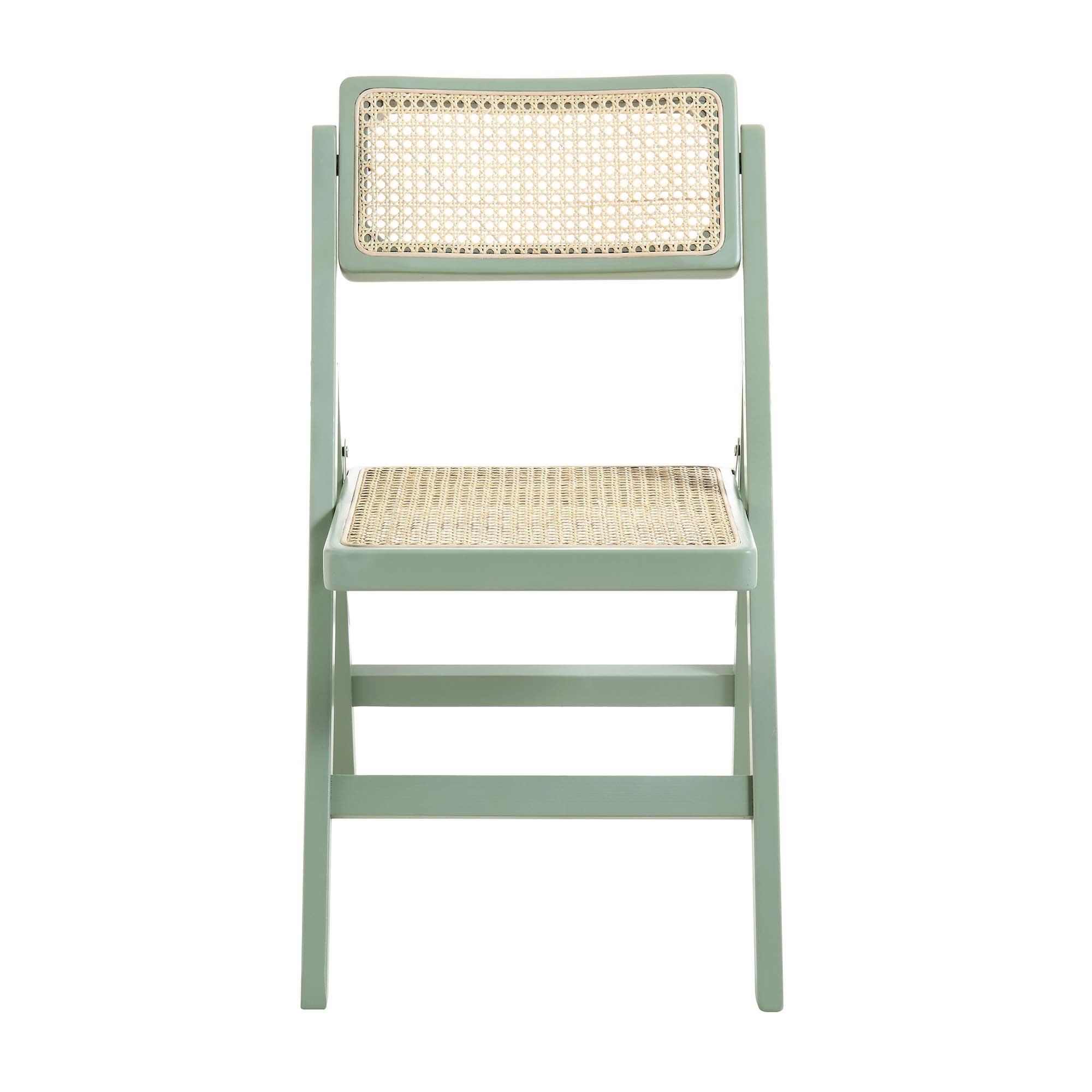 Frances Set of 2 Folding Cane Rattan Chairs, Mint