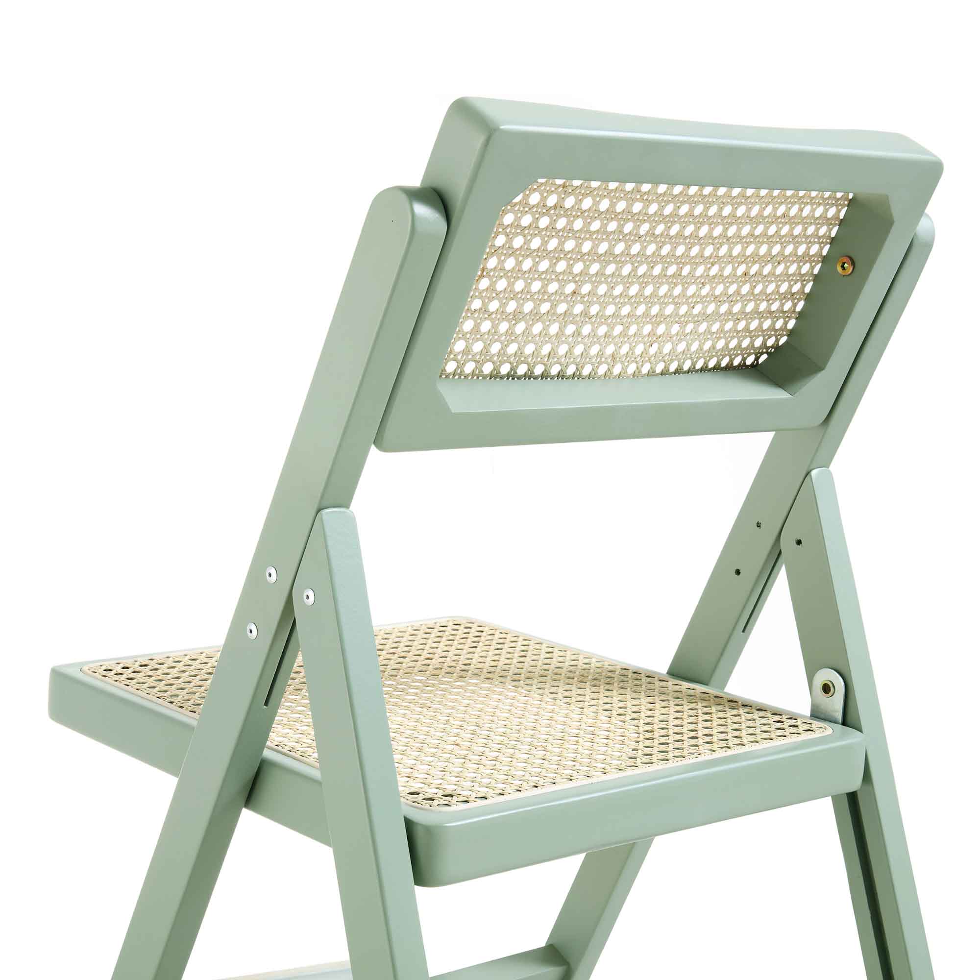 Frances Set of 2 Folding Cane Rattan Chairs, Mint