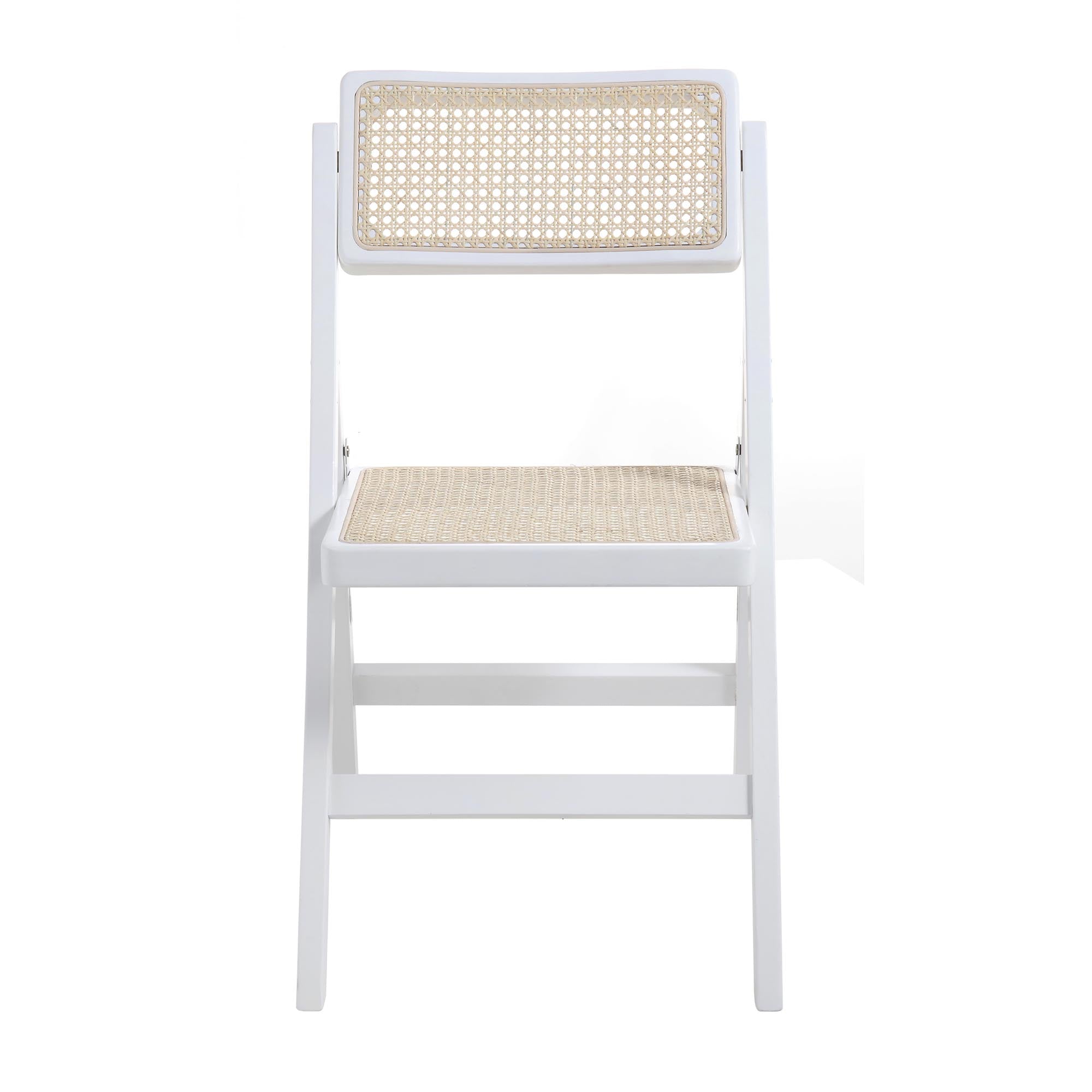 Frances Set of 2 Folding Cane Rattan Chairs, White