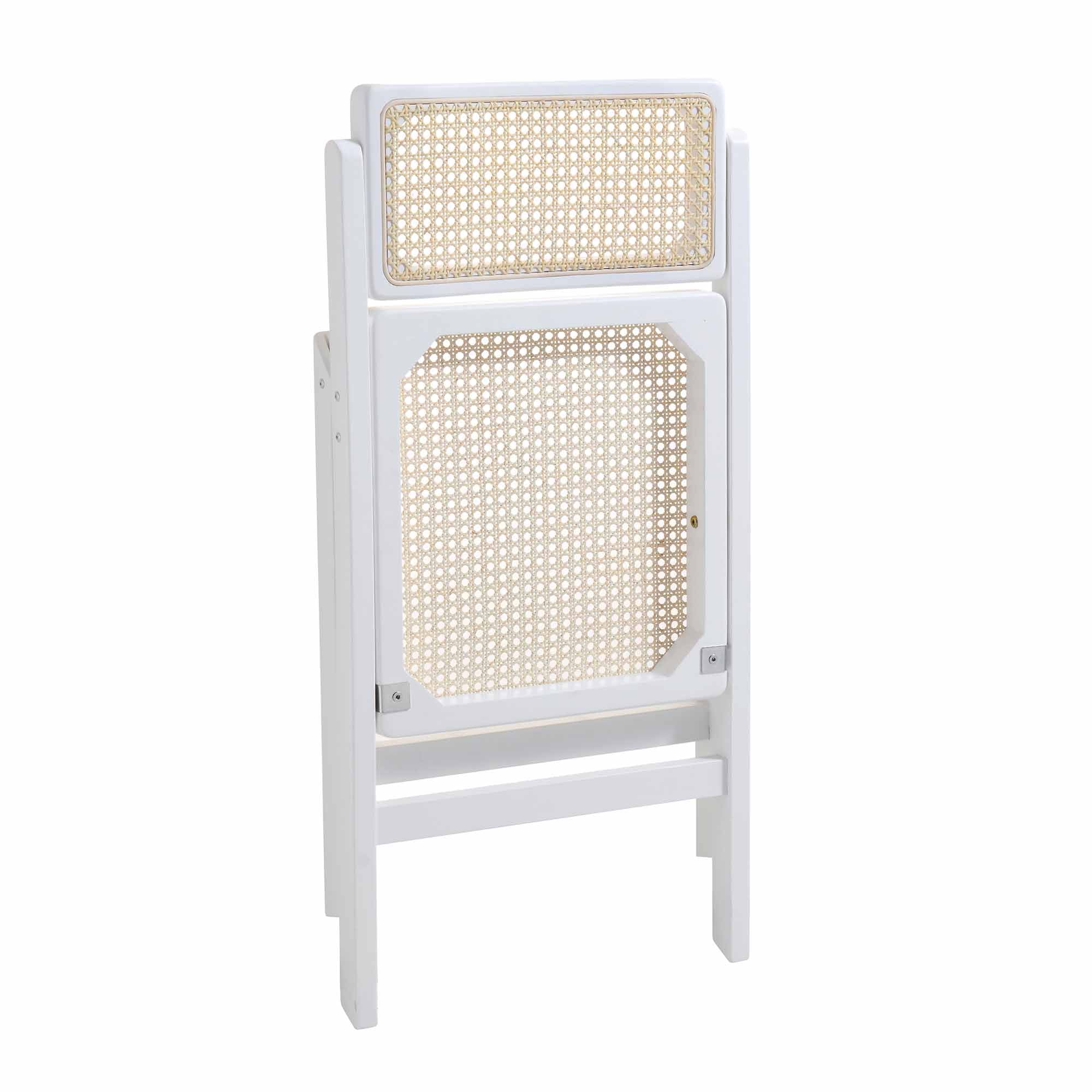 Frances Set of 2 Folding Cane Rattan Chairs, White