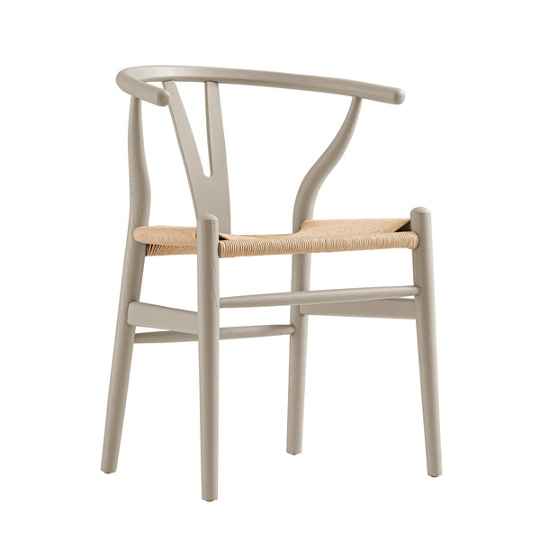 Hansel Wooden Natural Weave Dining Chair, Light Taupe Color Frame