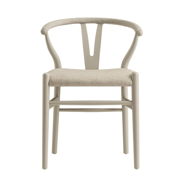 Hansel Upholstered Dining Chair, Taupe Frame with Oatmeal Fabric