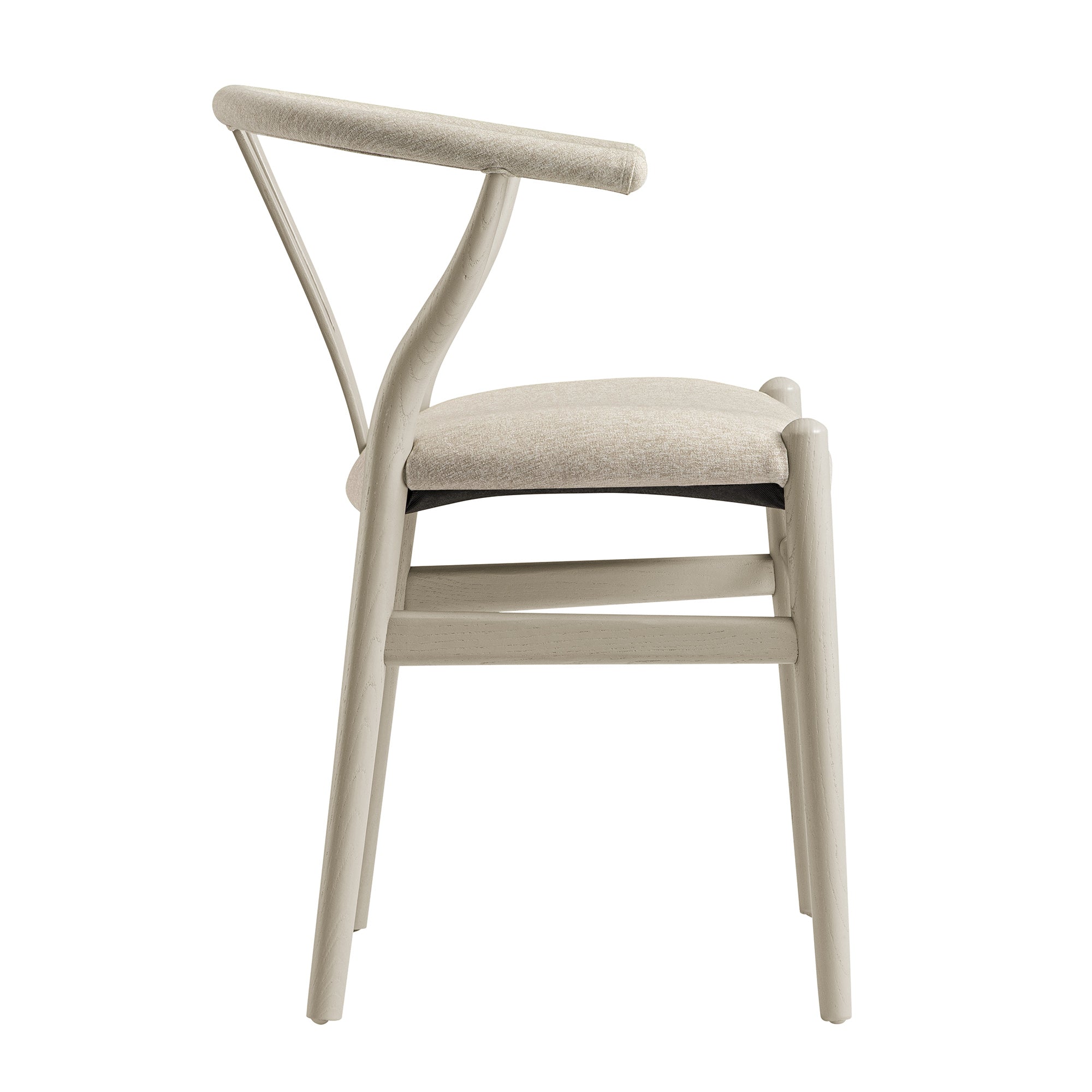 Hansel Upholstered Dining Chair, Taupe Frame with Oatmeal Fabric