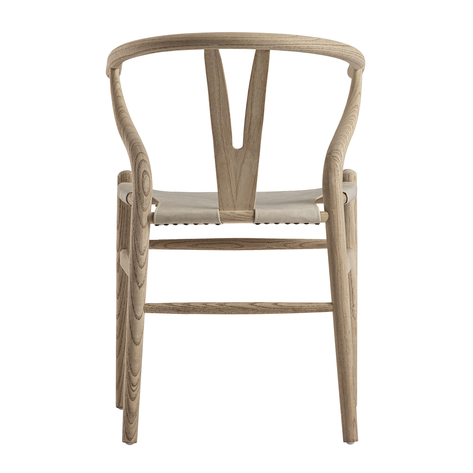 Hansel Dining Chair, Weathered Elm Frame with Light Grey Faux Leather Seat