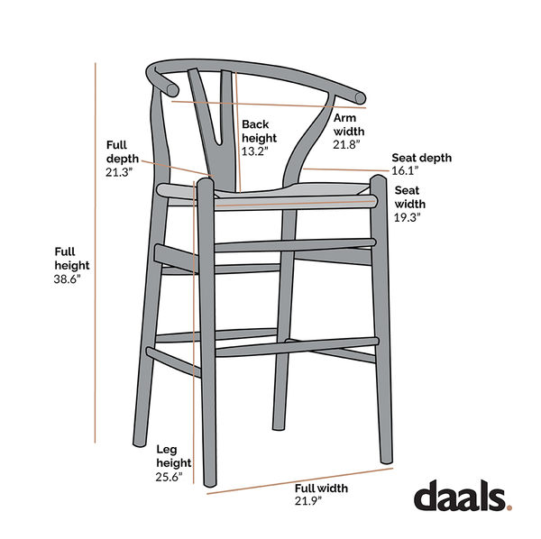 Hansel Wooden Natural Weave Wishbone Counter Stool, White Frame