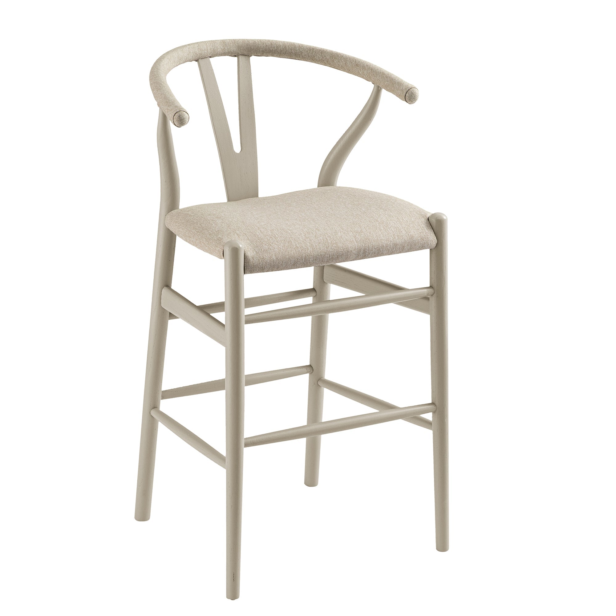 Hansel Counter Stool, Taupe Frame with Oatmeal Fabric Seat