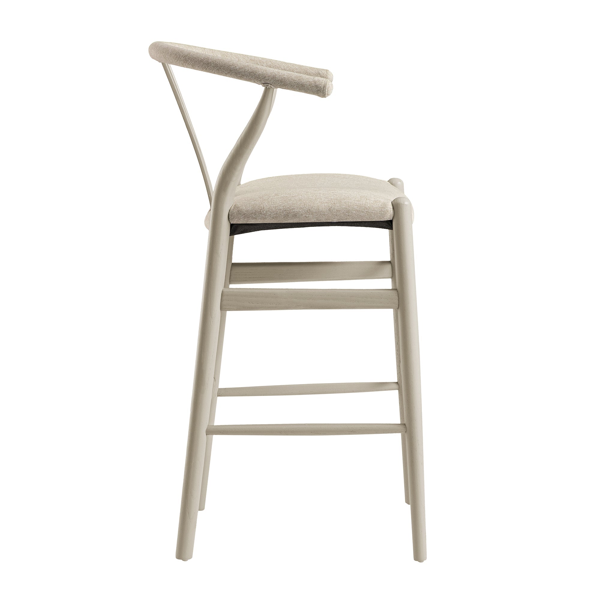 Hansel Counter Stool, Taupe Frame with Oatmeal Fabric Seat