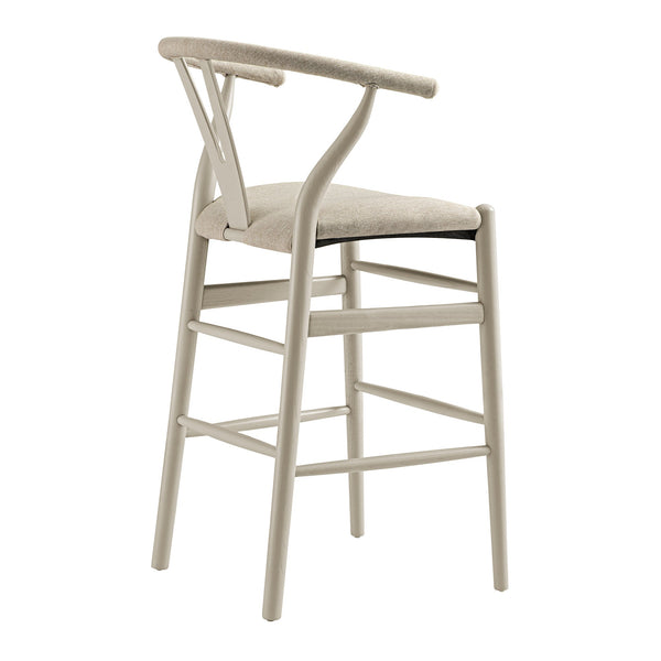 Hansel Counter Stool, Taupe Frame with Oatmeal Fabric Seat