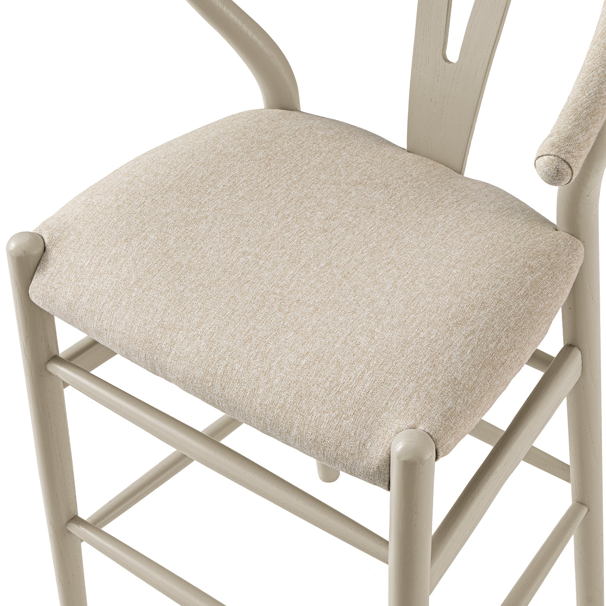 Hansel Counter Stool, Taupe Frame with Oatmeal Fabric Seat