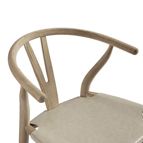 Hansel Counter Stool, Weathered Elm Frame with Light Grey Faux Leather Seat