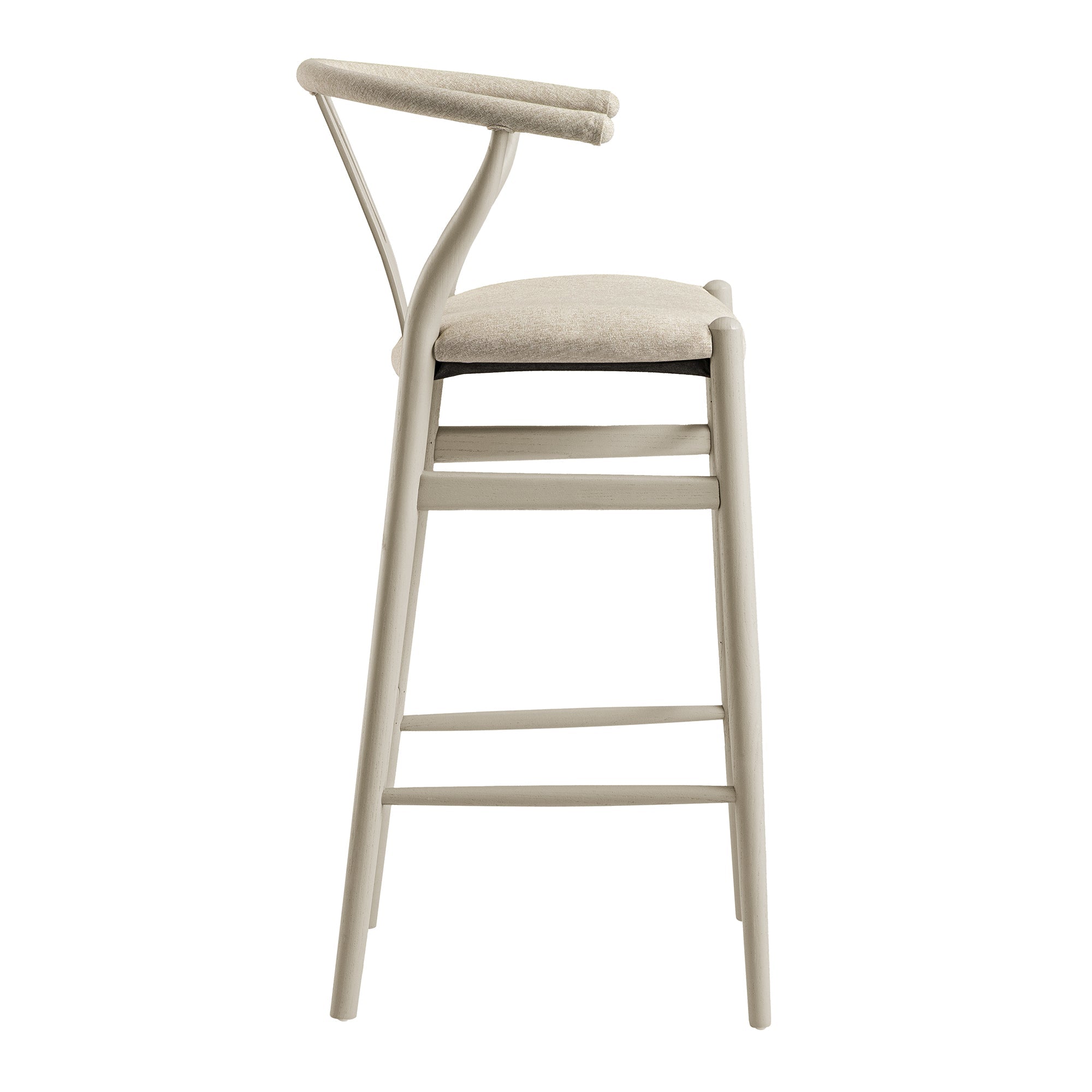 Hansel Bar Stool, Taupe Frame with Oatmeal Fabric Seat