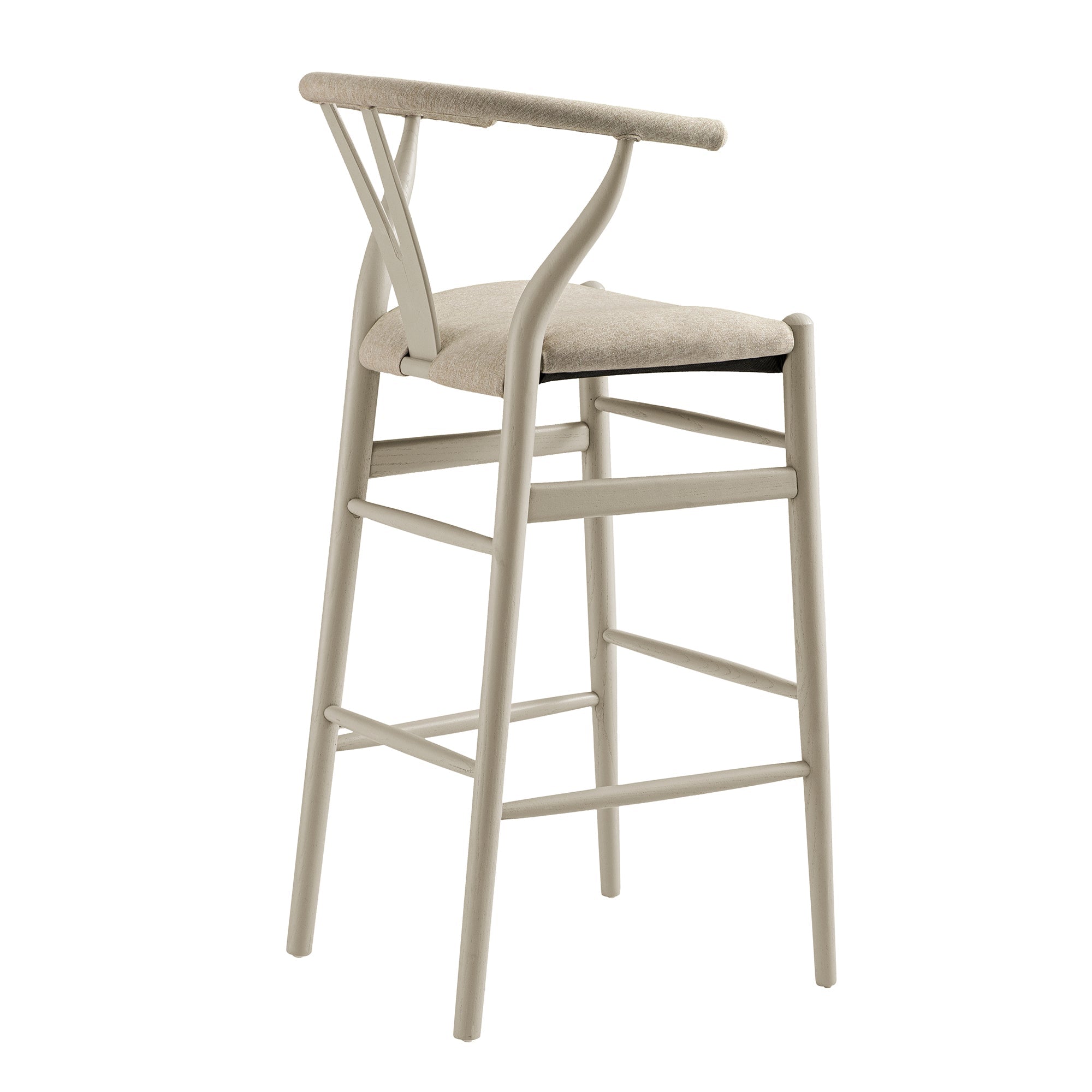 Hansel Bar Stool, Taupe Frame with Oatmeal Fabric Seat