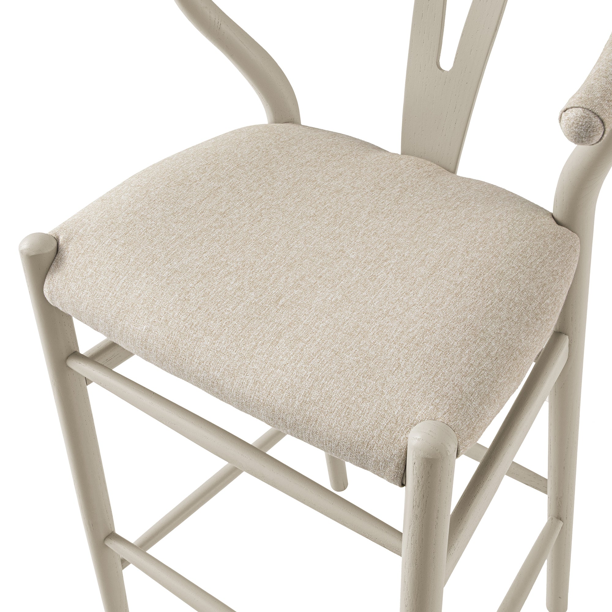 Hansel Bar Stool, Taupe Frame with Oatmeal Fabric Seat