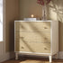 Bianca Chip Carved 3 Drawer Dresser, Sand Beige & Ivory