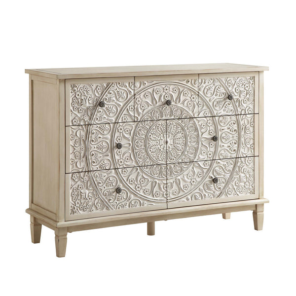 Chantilly Whitewashed Carved 3 over 4 Drawer Dresser