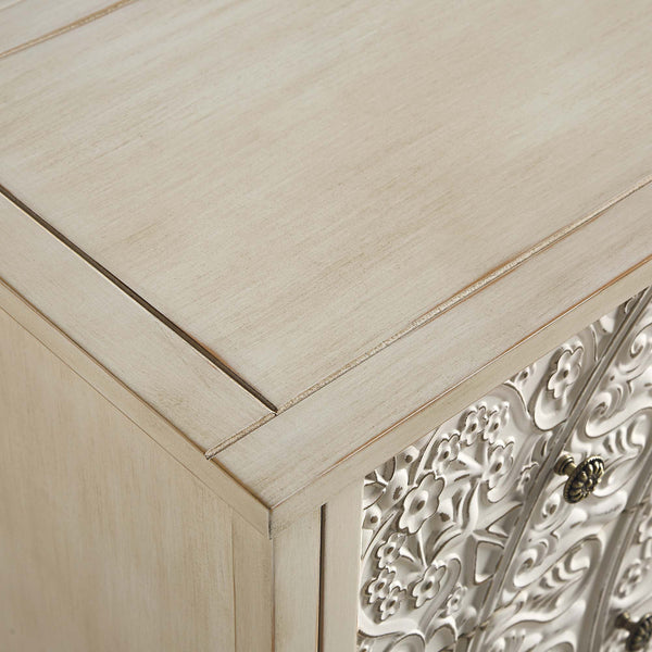 Chantilly Whitewashed Carved 3 over 4 Drawer Dresser