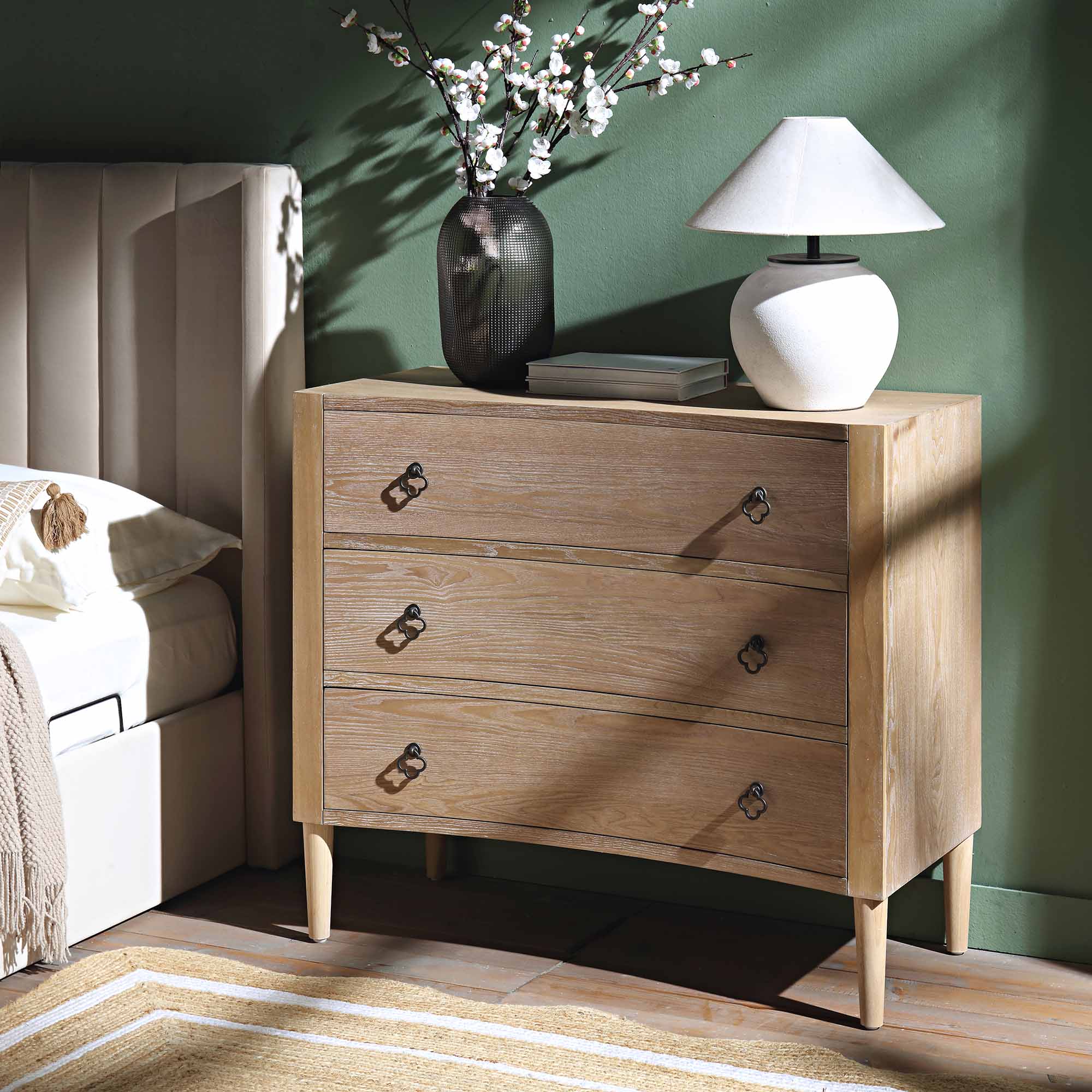 Thalia Concave 3 Drawer Dresser, Natural