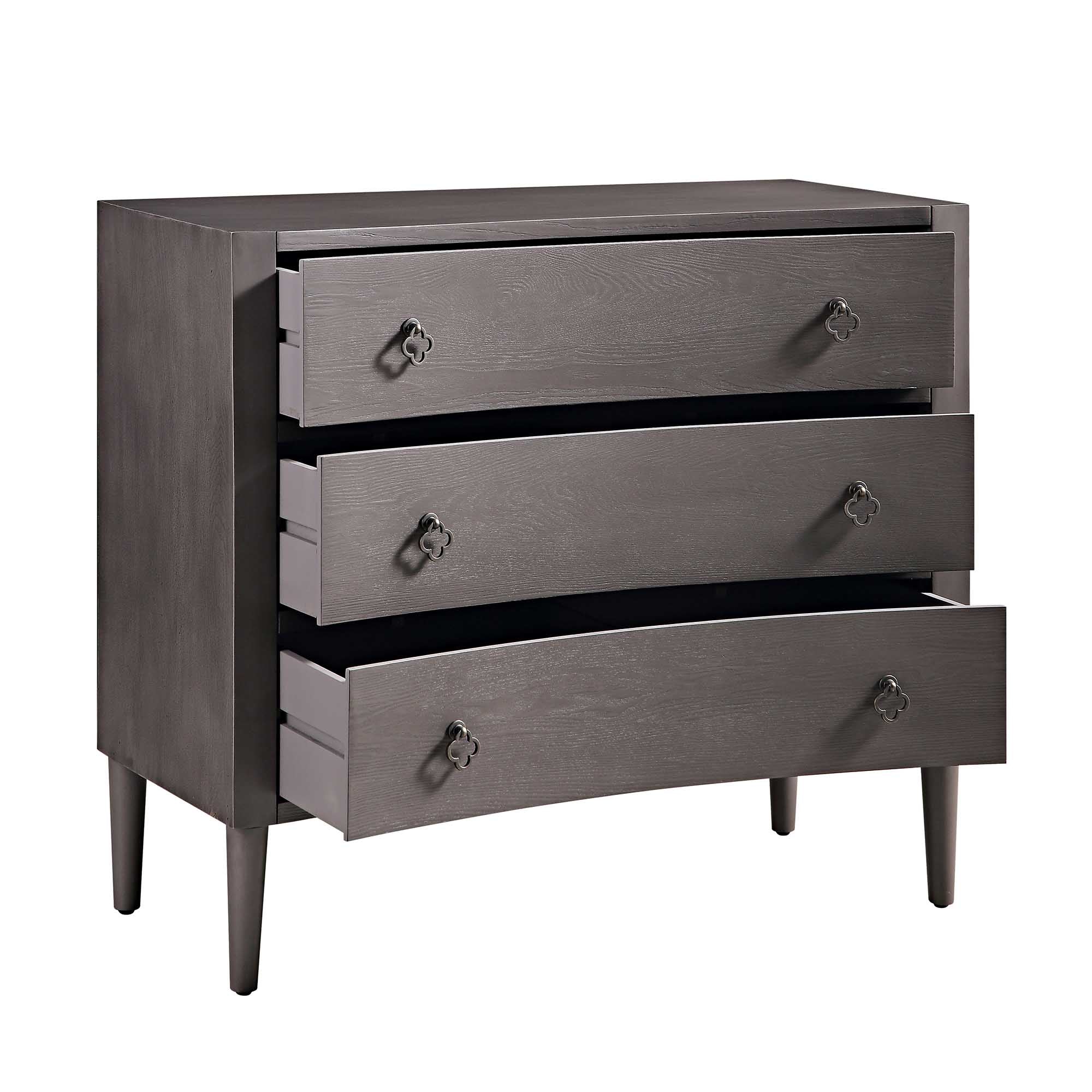 Thalia Concave 3 Drawer Dresser, Silver Oak