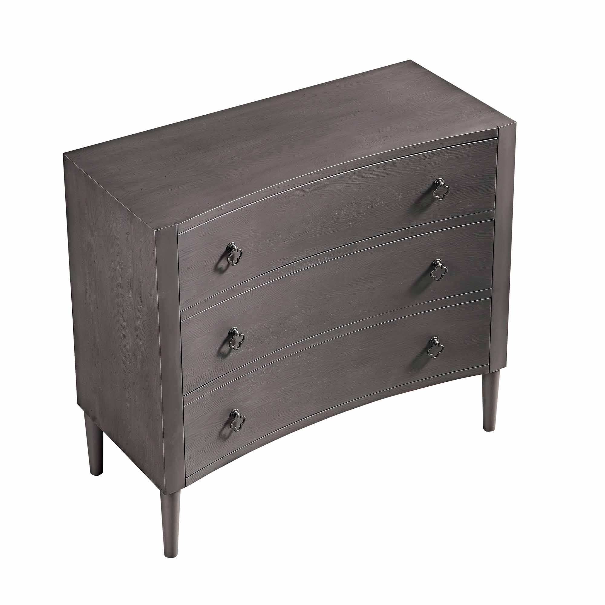 Thalia Concave 3 Drawer Dresser, Silver Oak