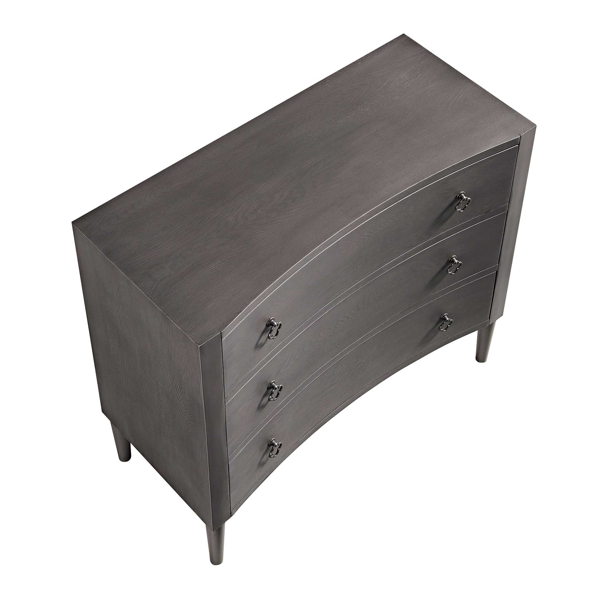 Thalia Concave 3 Drawer Dresser, Silver Oak