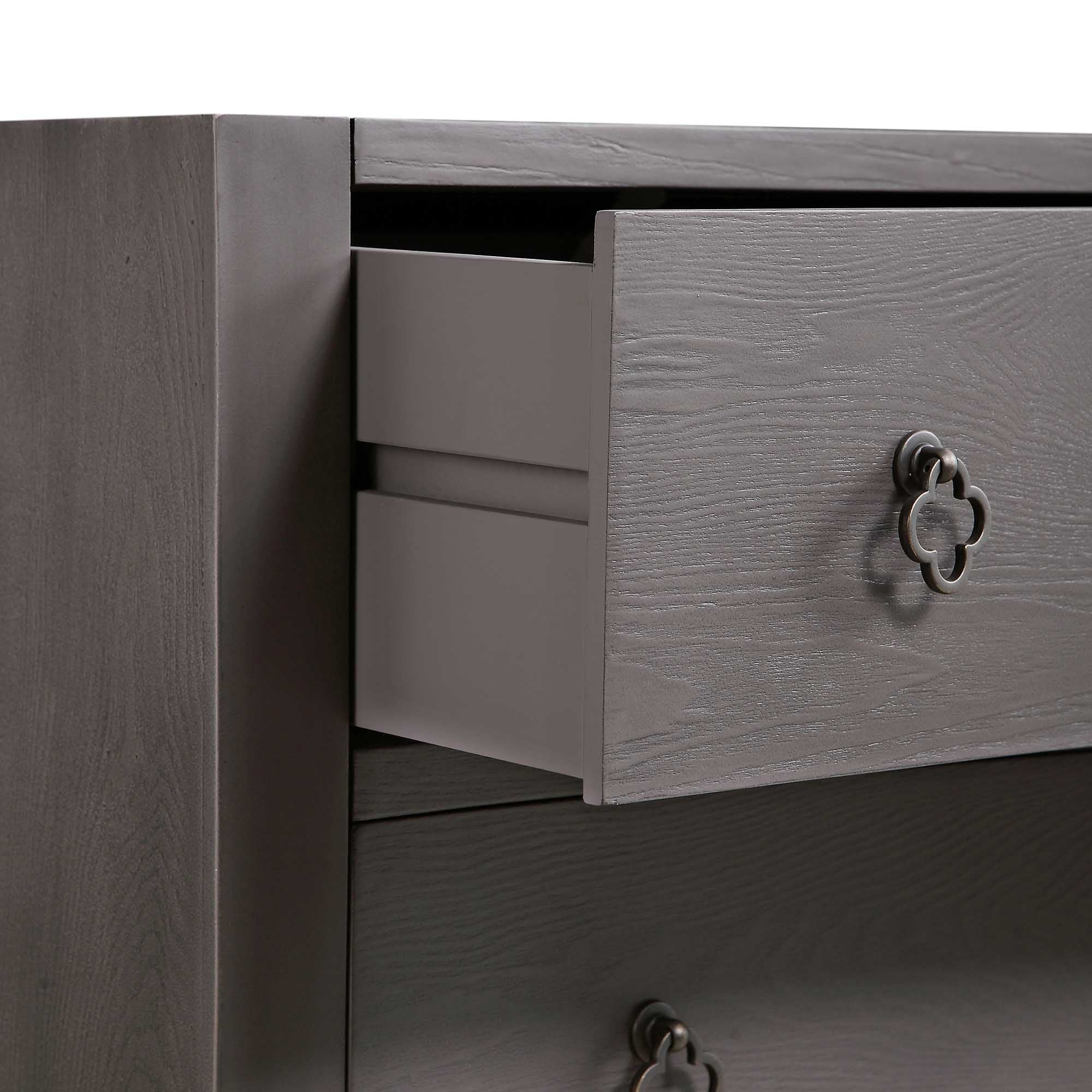 Thalia Concave 3 Drawer Dresser, Silver Oak