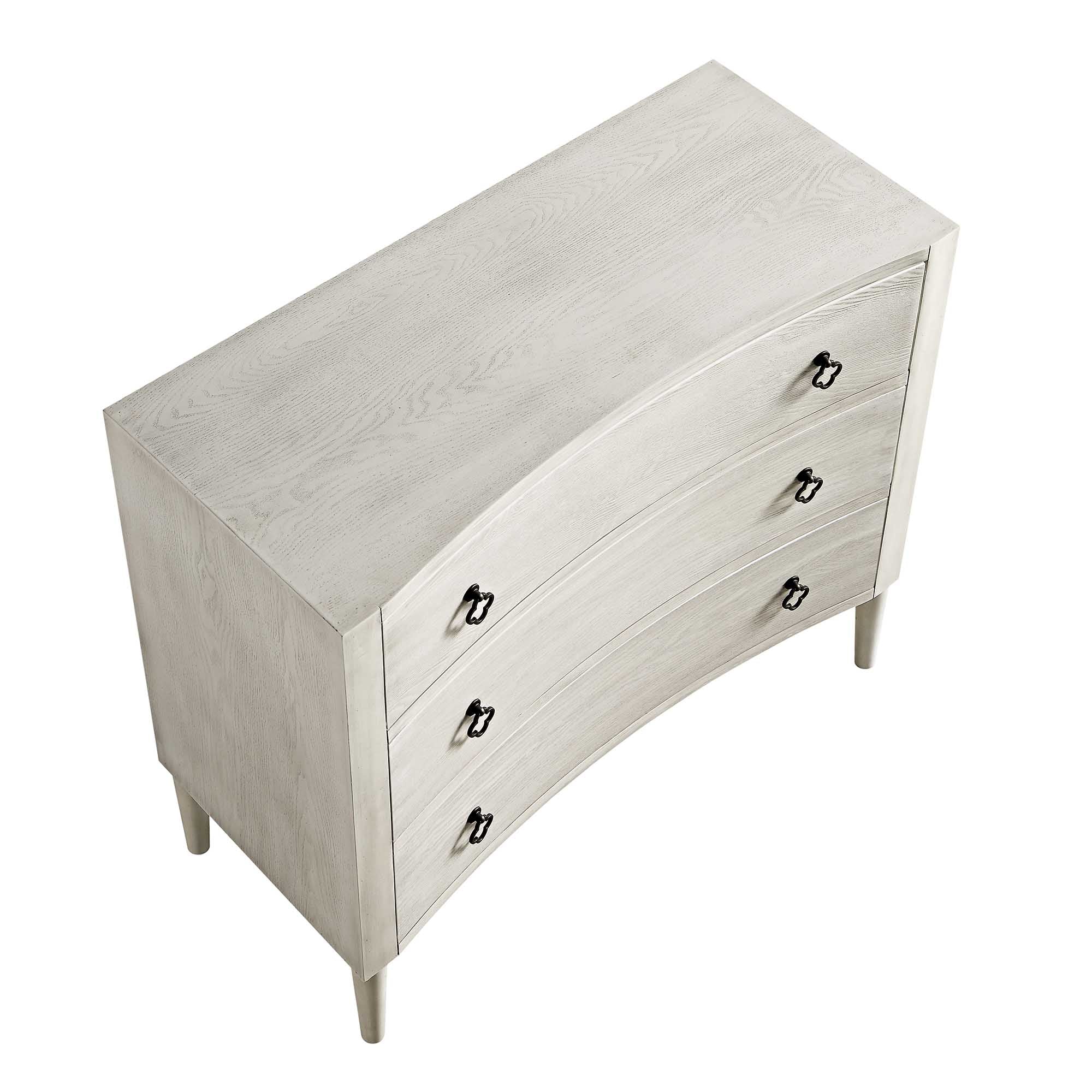 Thalia Concave 3 Drawer Dresser, Washed White