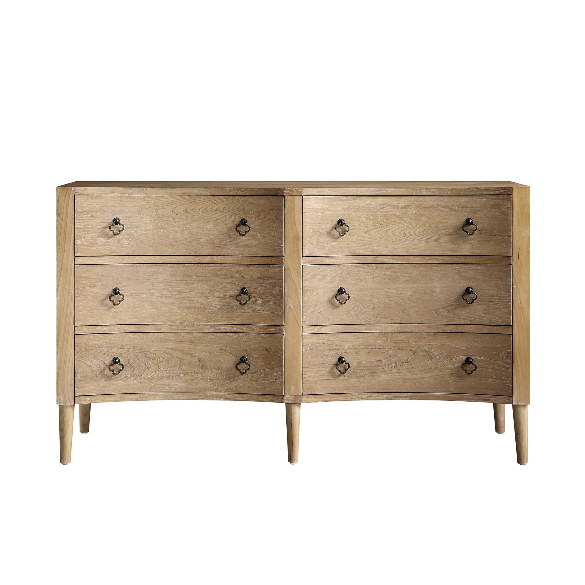 Thalia Concave Double Six Drawer Dresser, Natural