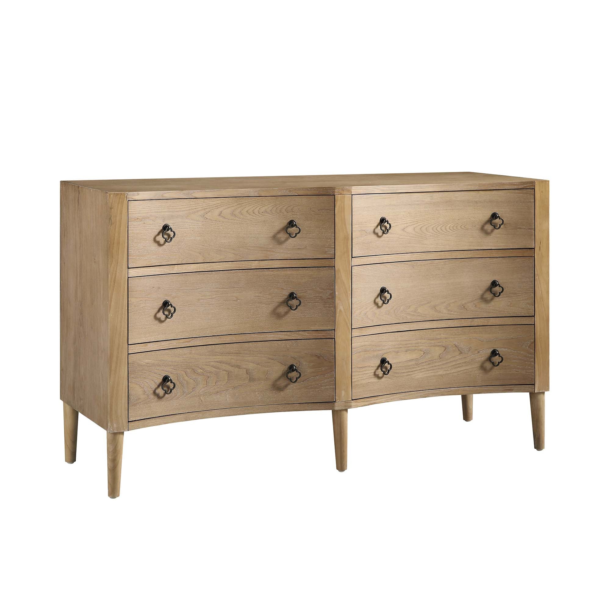 Thalia Concave Double Six Drawer Dresser, Natural