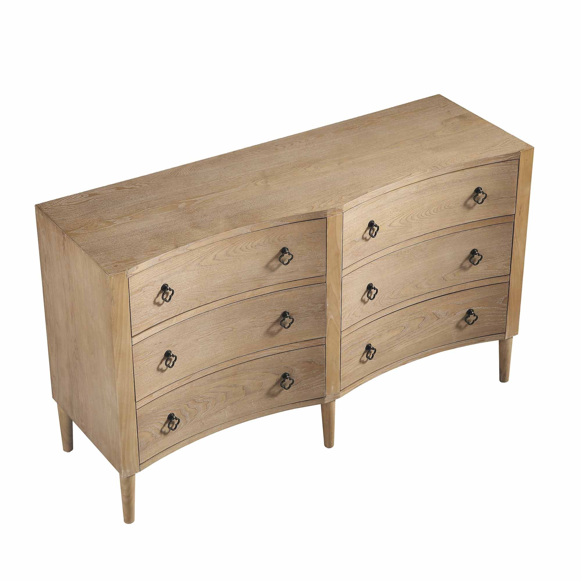 Thalia Concave Double Six Drawer Dresser, Natural