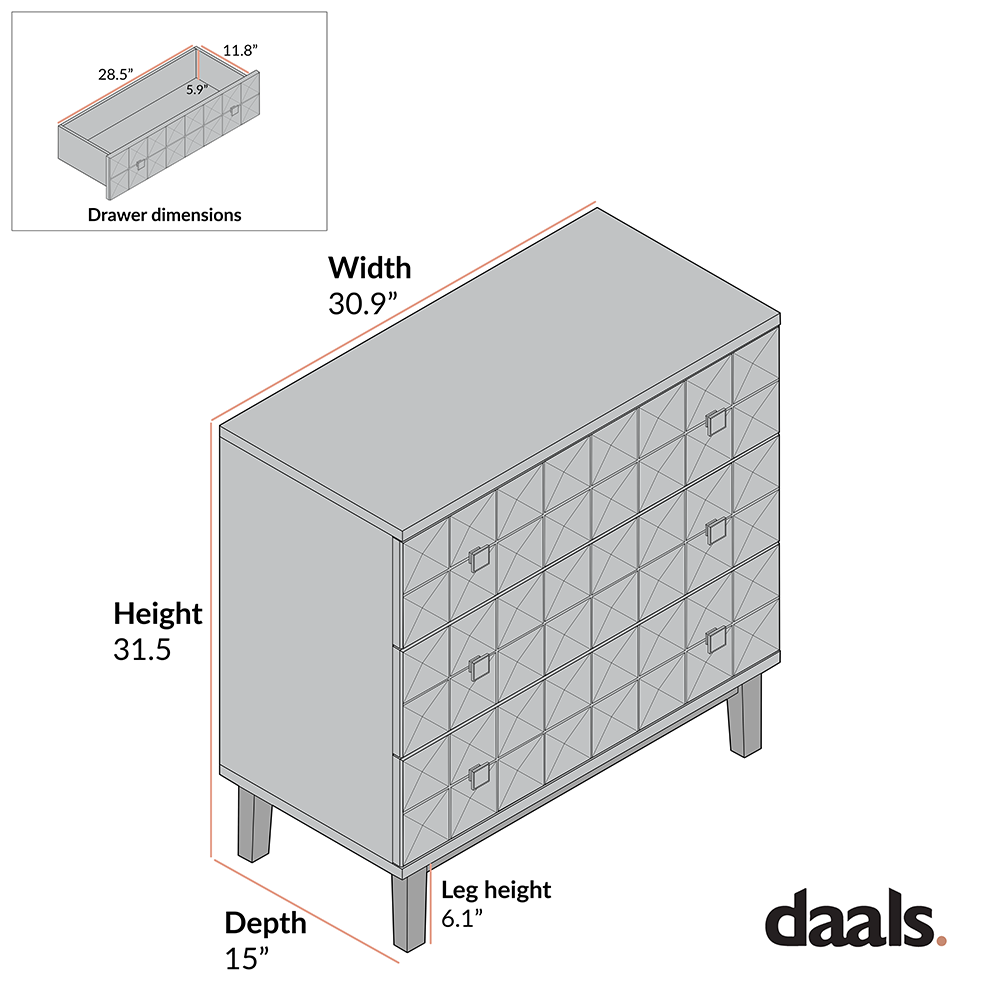 Gibbs 3 Drawer Dresser, Natural