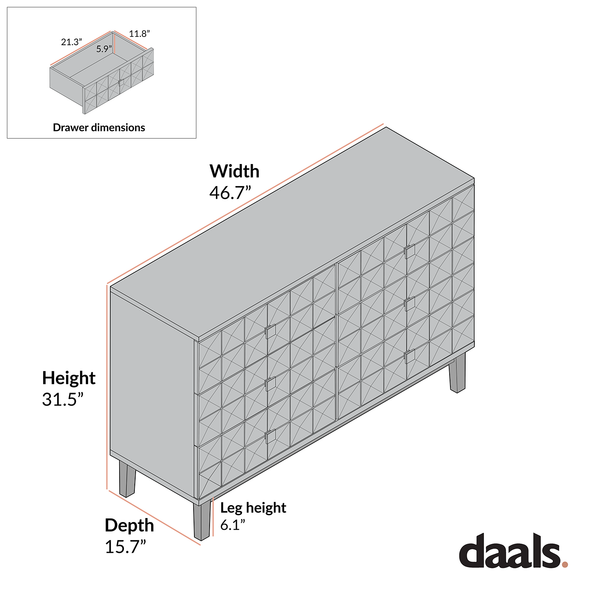 Gibbs 6 Drawer Dresser, Natural