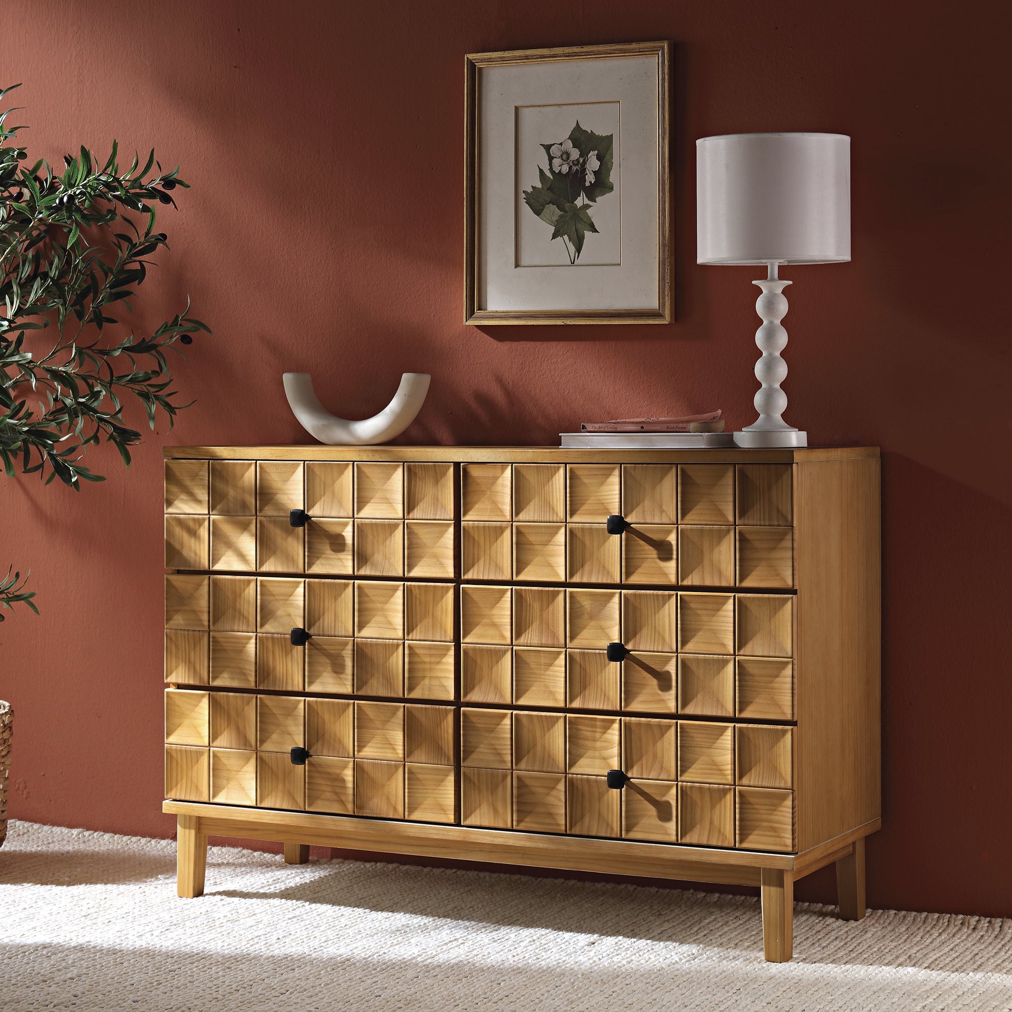 Gibbs 6 Drawer Dresser, Natural