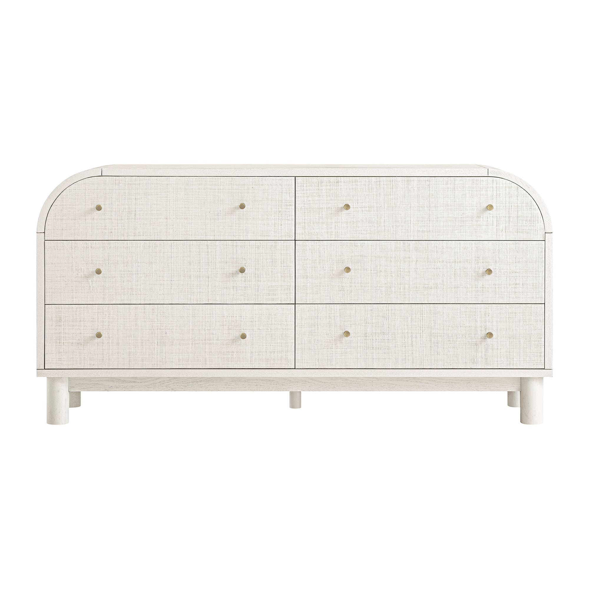 Maude 6 Drawer Dresser, Washed White Ash with Raffia