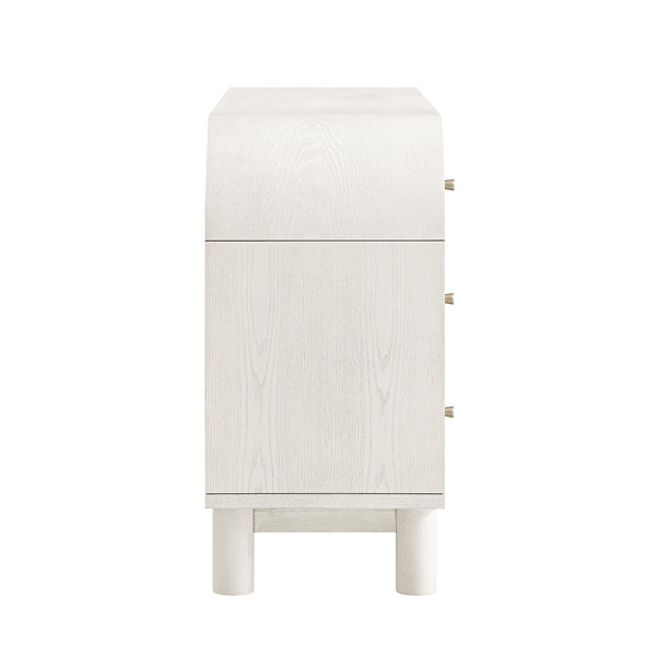 Maude 6 Drawer Dresser, Washed White Ash with Raffia