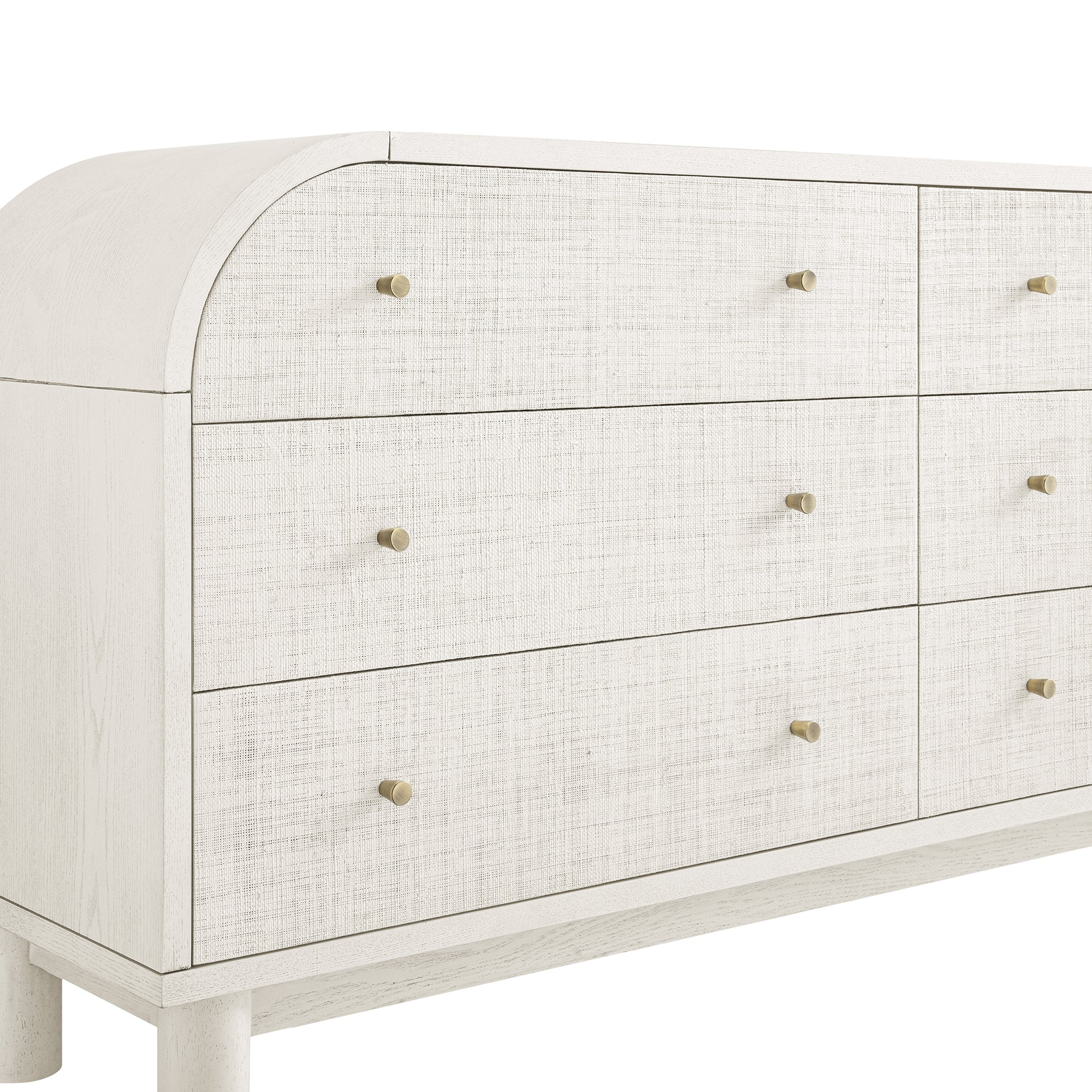 Maude 6 Drawer Dresser, Washed White Ash with Raffia