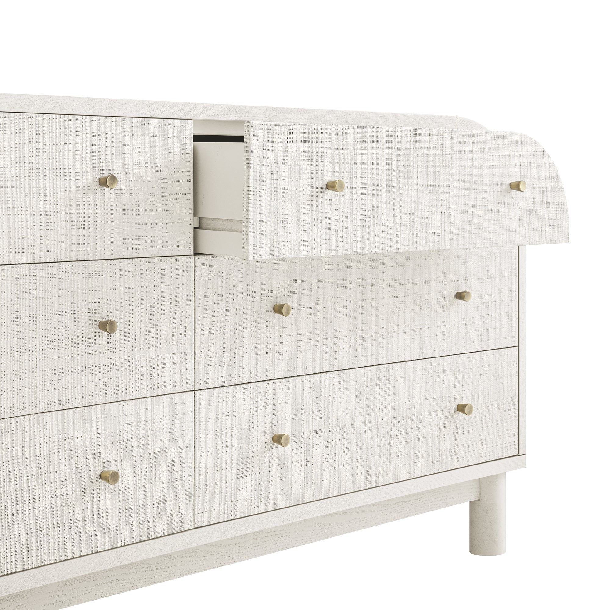 Maude 6 Drawer Dresser, Washed White Ash with Raffia