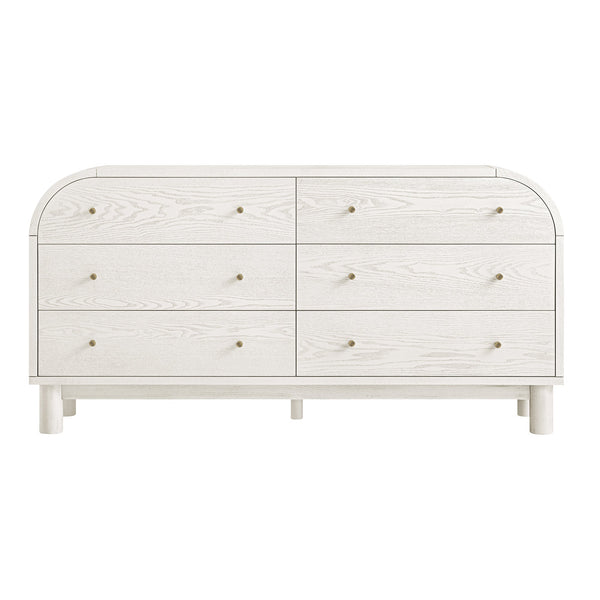 Maude 6 Drawer Dresser, Washed White Ash