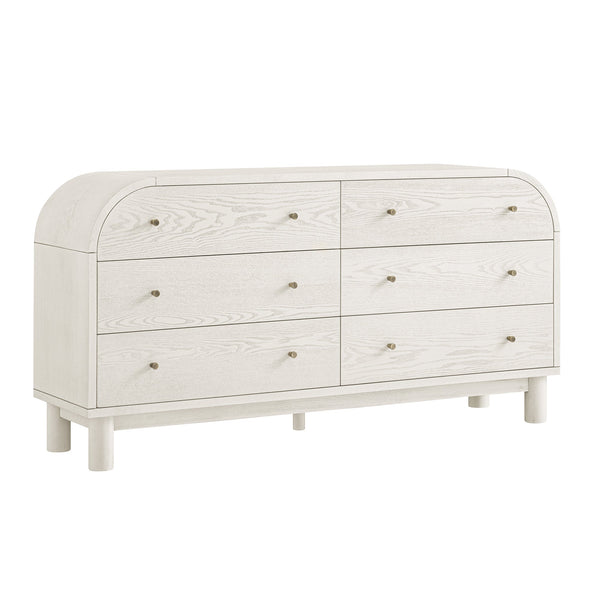 Maude 6 Drawer Dresser, Washed White Ash