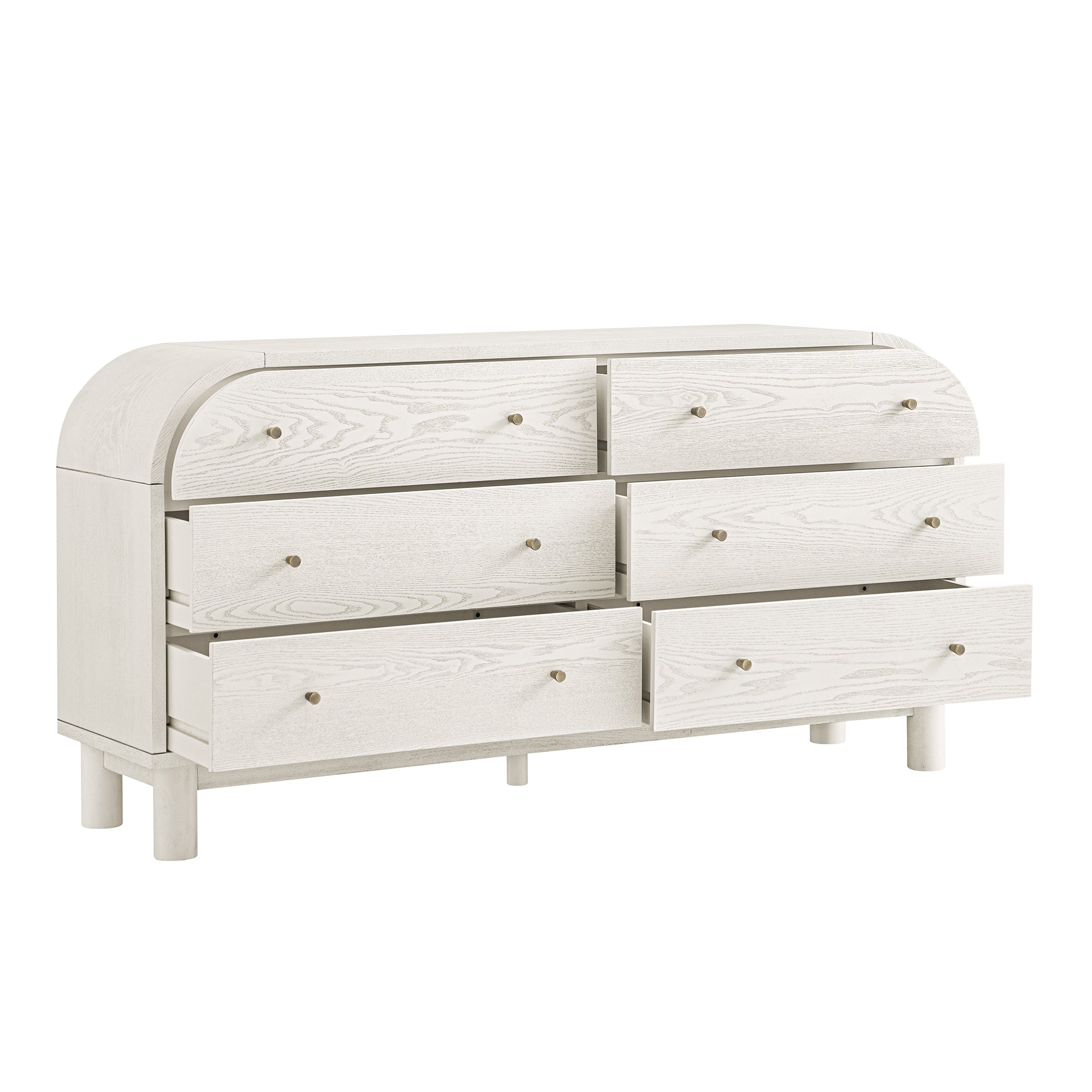 Maude 6 Drawer Dresser, Washed White Ash