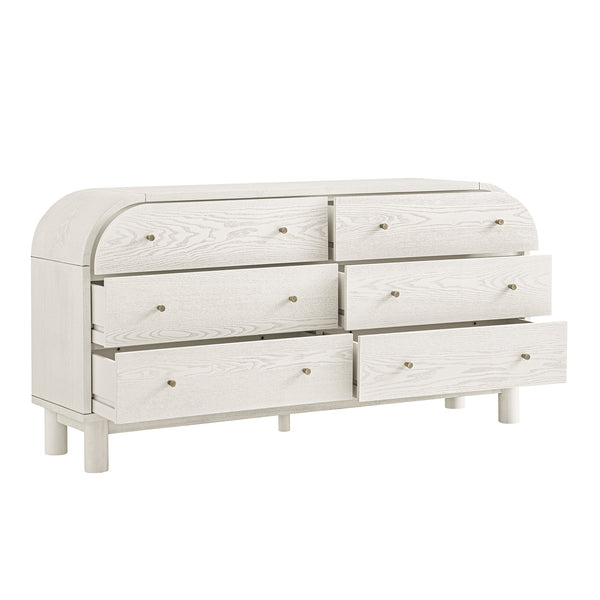 Maude 6 Drawer Dresser, Washed White Ash