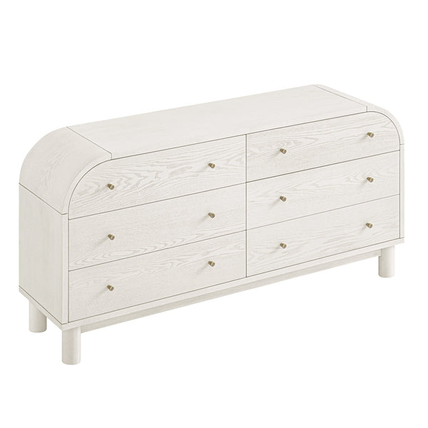 Maude 6 Drawer Dresser, Washed White Ash