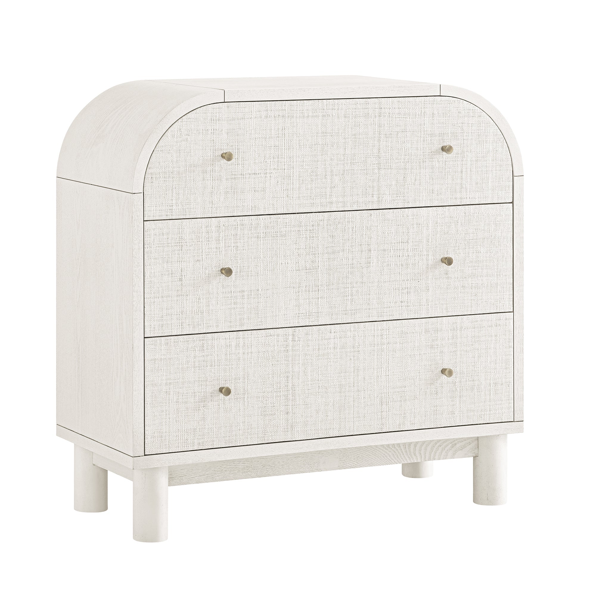 Maude 3 Drawer Dresser, Washed White Ash with Raffia