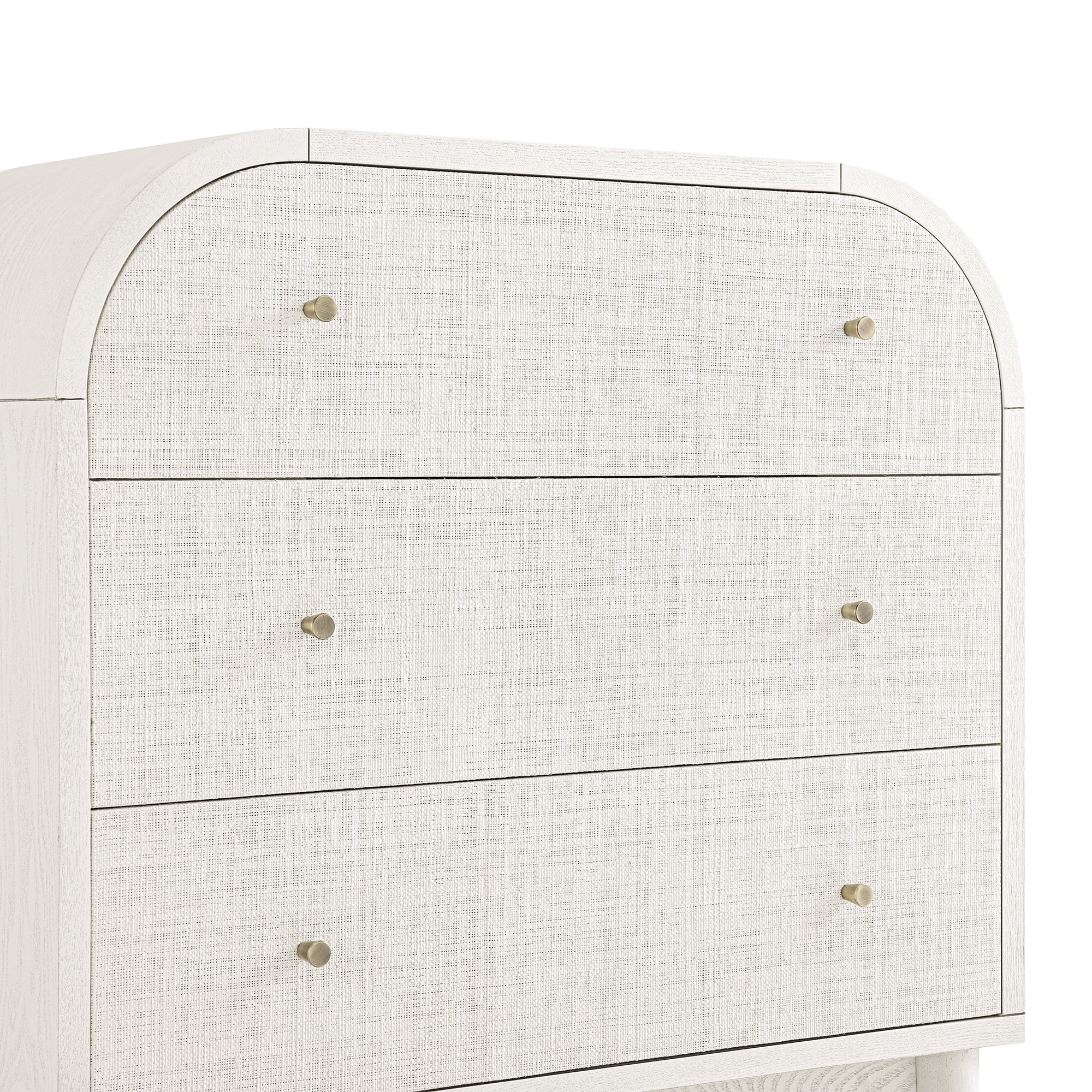 Maude 3 Drawer Dresser, Washed White Ash with Raffia